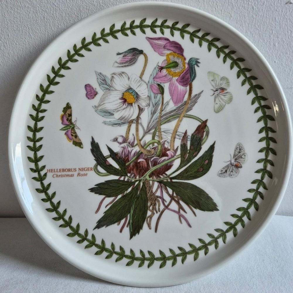 Portmeirion Botanic Garden Christmas Rose Platter White Floral Cottagecore 12in
